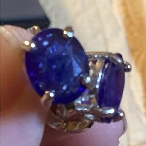 Oval Earrings dark blue sapphire earrings